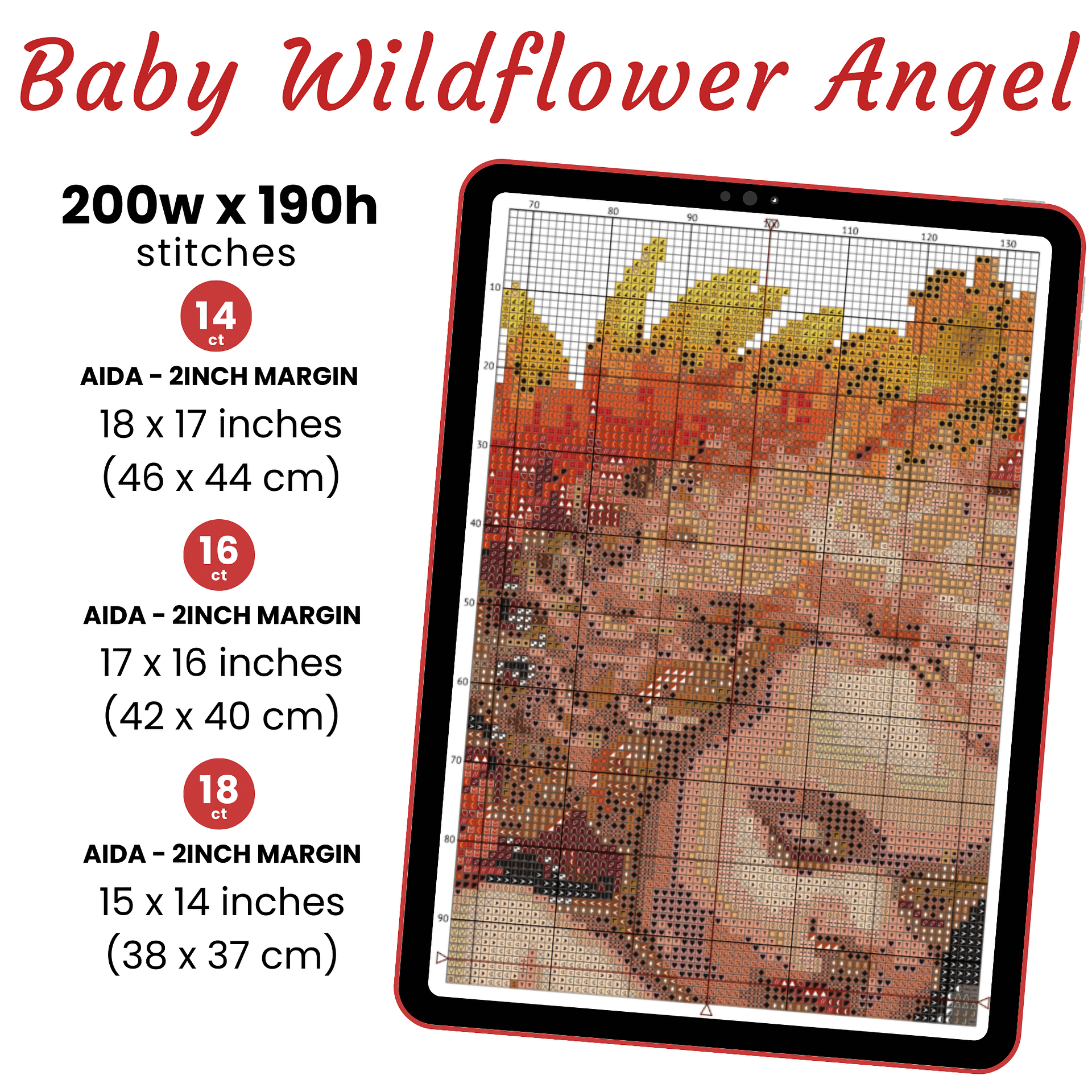 Baby Wildflowers Angel Cross Stitch Pattern product image (2)