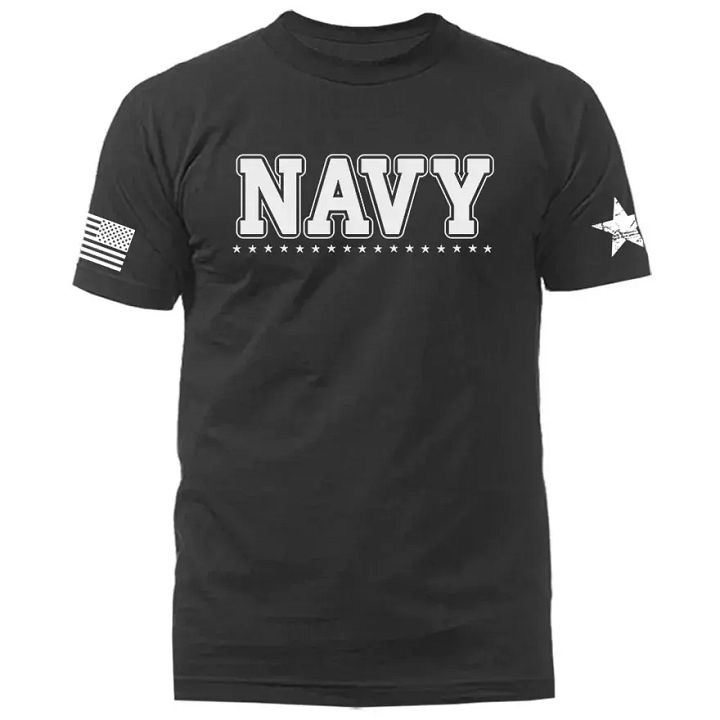 Navy Military Patriotic US Flag Veteran Graphic T-shirt product image (2)