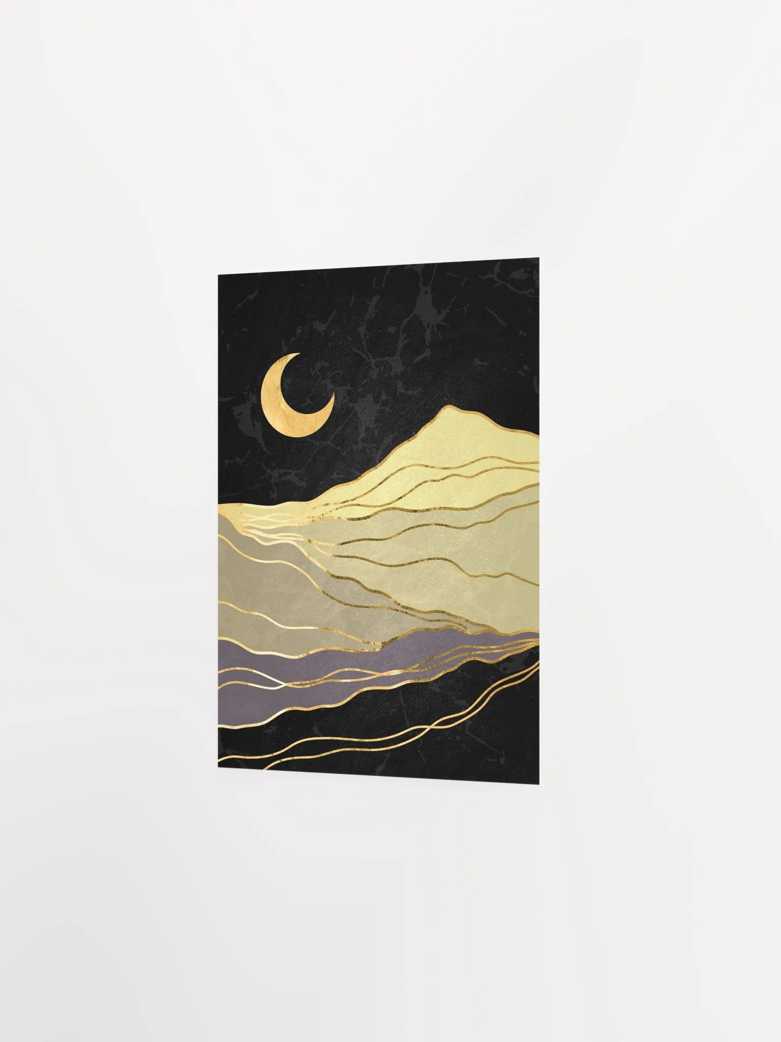 Golden landscape with moon #2 — Japanese golden poster, travel poster, aesthetic poster product image (7)