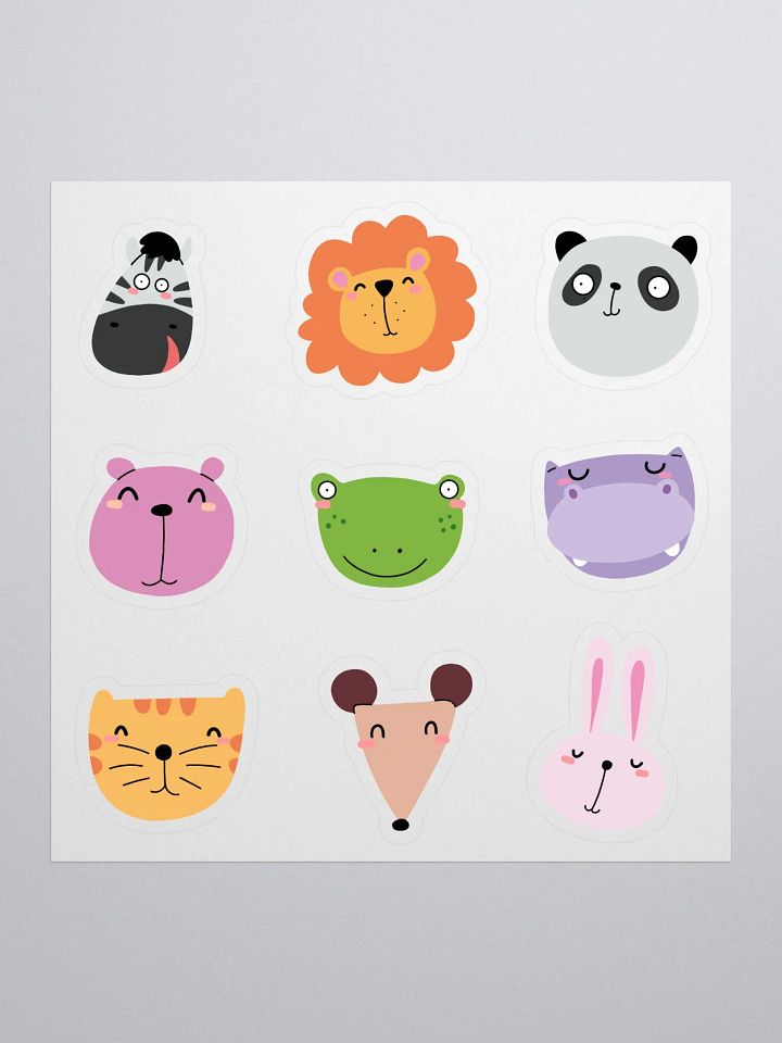 Kiss-Cut Kawaii Animal Faces Stickers Pack – Hand-Drawn Cute Animal Stickers Set for Crafts, Scrapbooking, and Laptops product image (1)