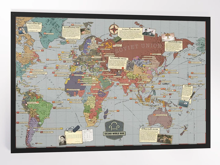 Ultimate WW2 Infographic Map | Framed w/Front Protector (RECOMMENDED) product image (1)