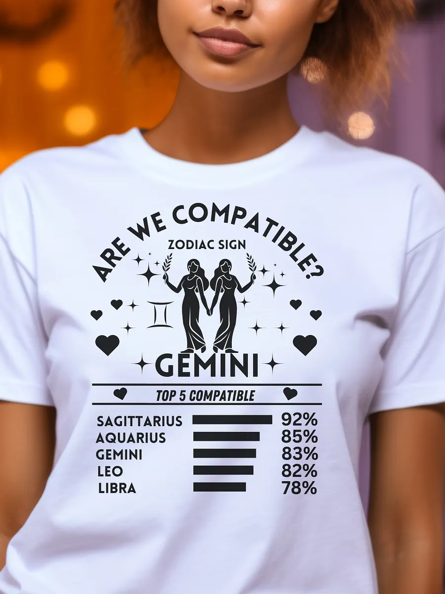 Gemini Zodiac Sign Romantic Compatibility T-Shirt - Bella Canvas 3001 Unisex Staple T-Shirt - Light Colors product image (1)