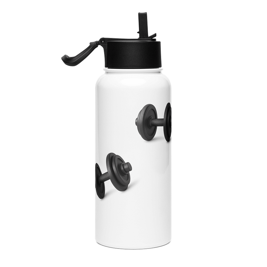 White Glossy Grip Stainless Steel Dumbbell Water Bottle product image (4)
