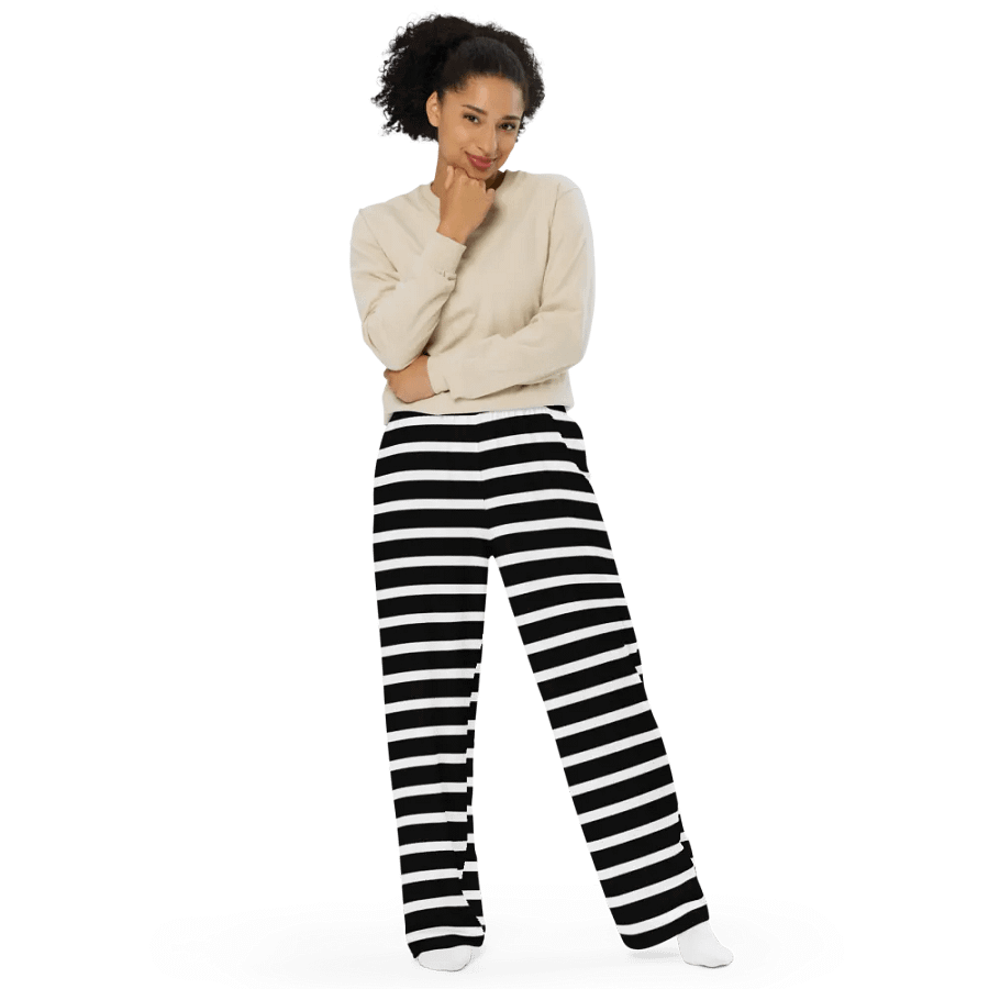 Black & White Stripes Wide-Leg Pants product image (11)