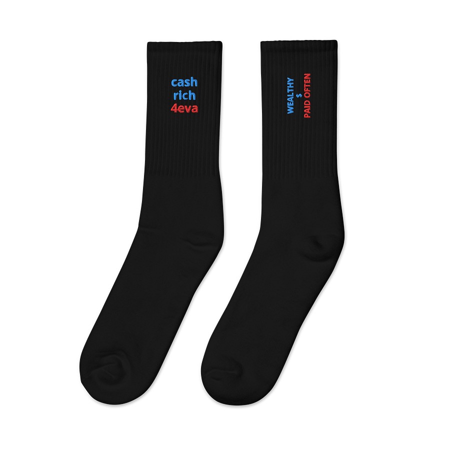 BLUE DIAMOND & RED STAMPED WEALTHY $ PAID OFTEN Crew Socks product image (4)