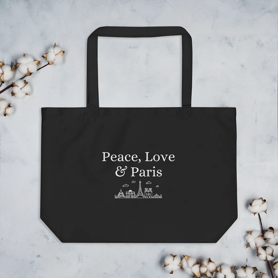 Peace, Love and Paris with Monuments Organic Tote Bag Black product image (4)