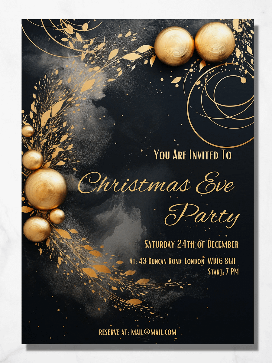 Luxury Christmas Eve Party Invitation | Editable in Canva | Christmas Party Printable | Holiday Party Invitation Template | Link to Canva product image (7)