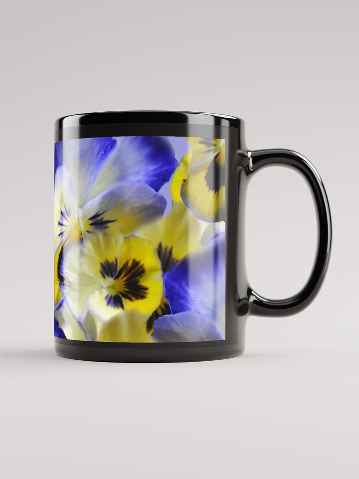 Blue and Yellow Pansies Black Coffee Mug product image (1)