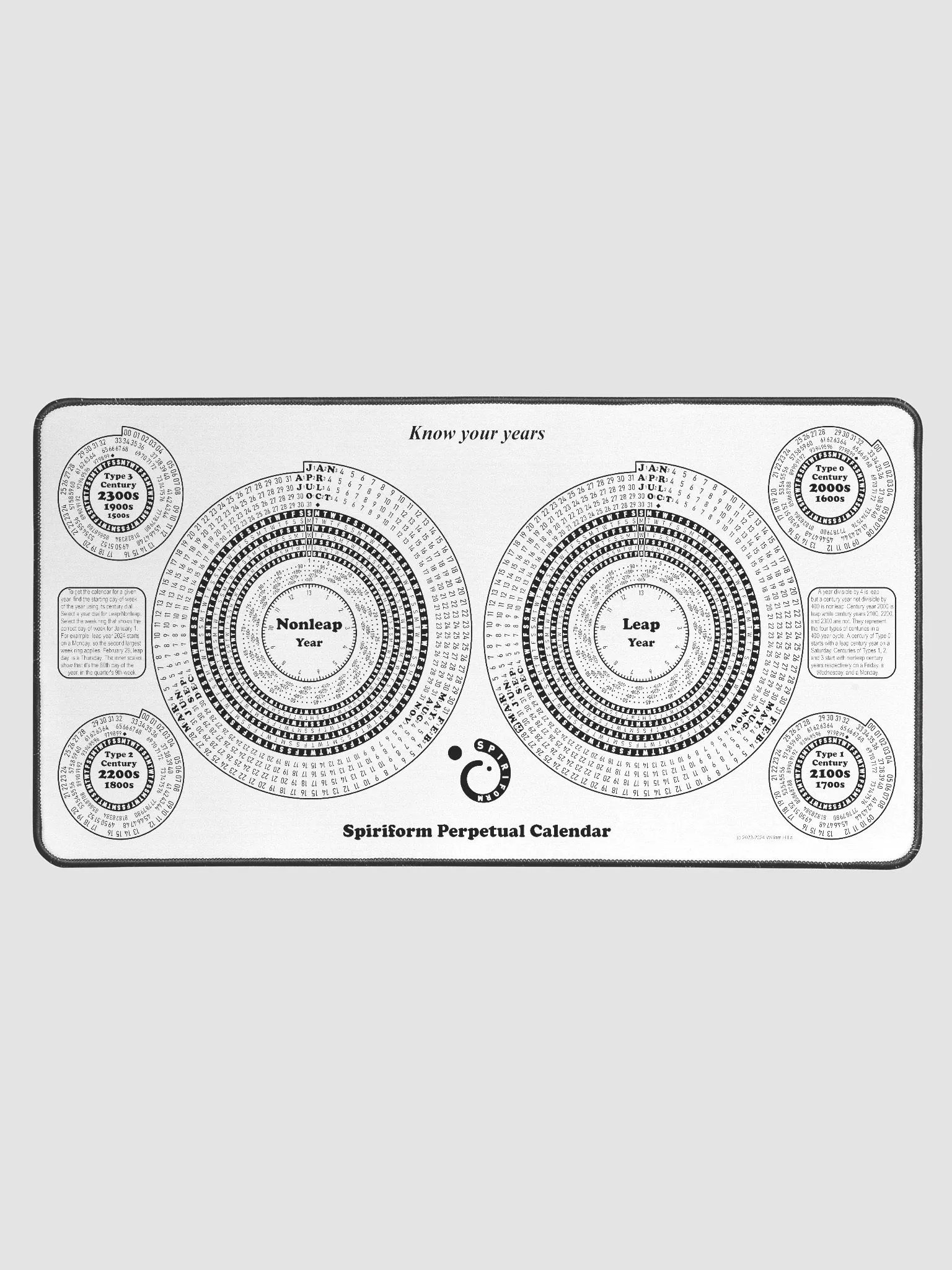 Spiriform Perpetual Calendar Desk Mat product image (1)