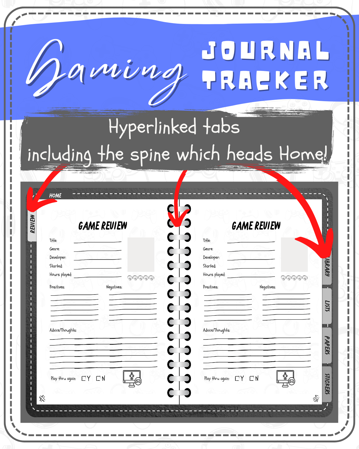 Gaming Journal Gaming Tracker Digital Version - Goodnotes Notability Noteshelf Compatible product image (2)