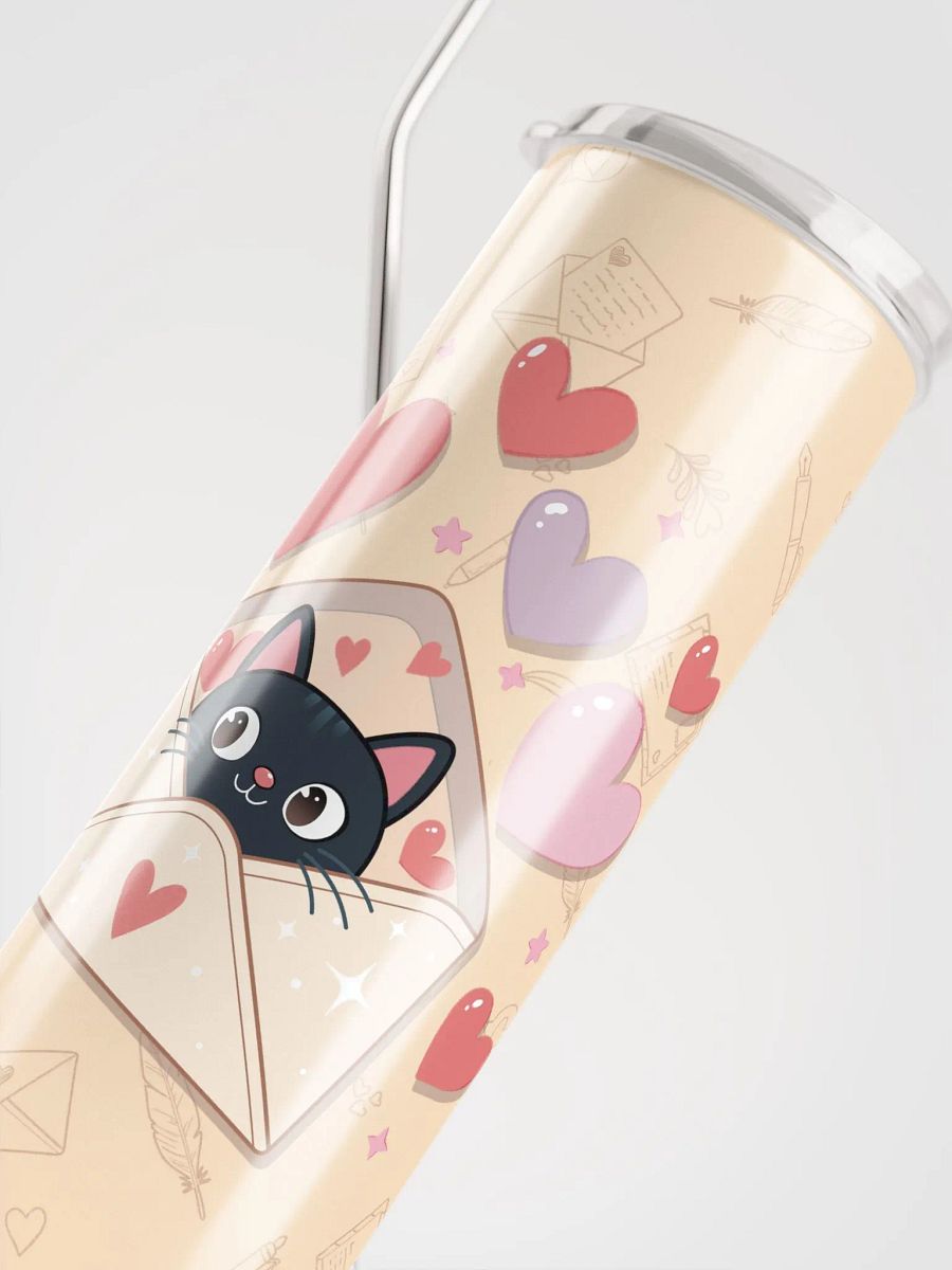 Feline Valentine Envelope - Tumbler with straw product image (4)