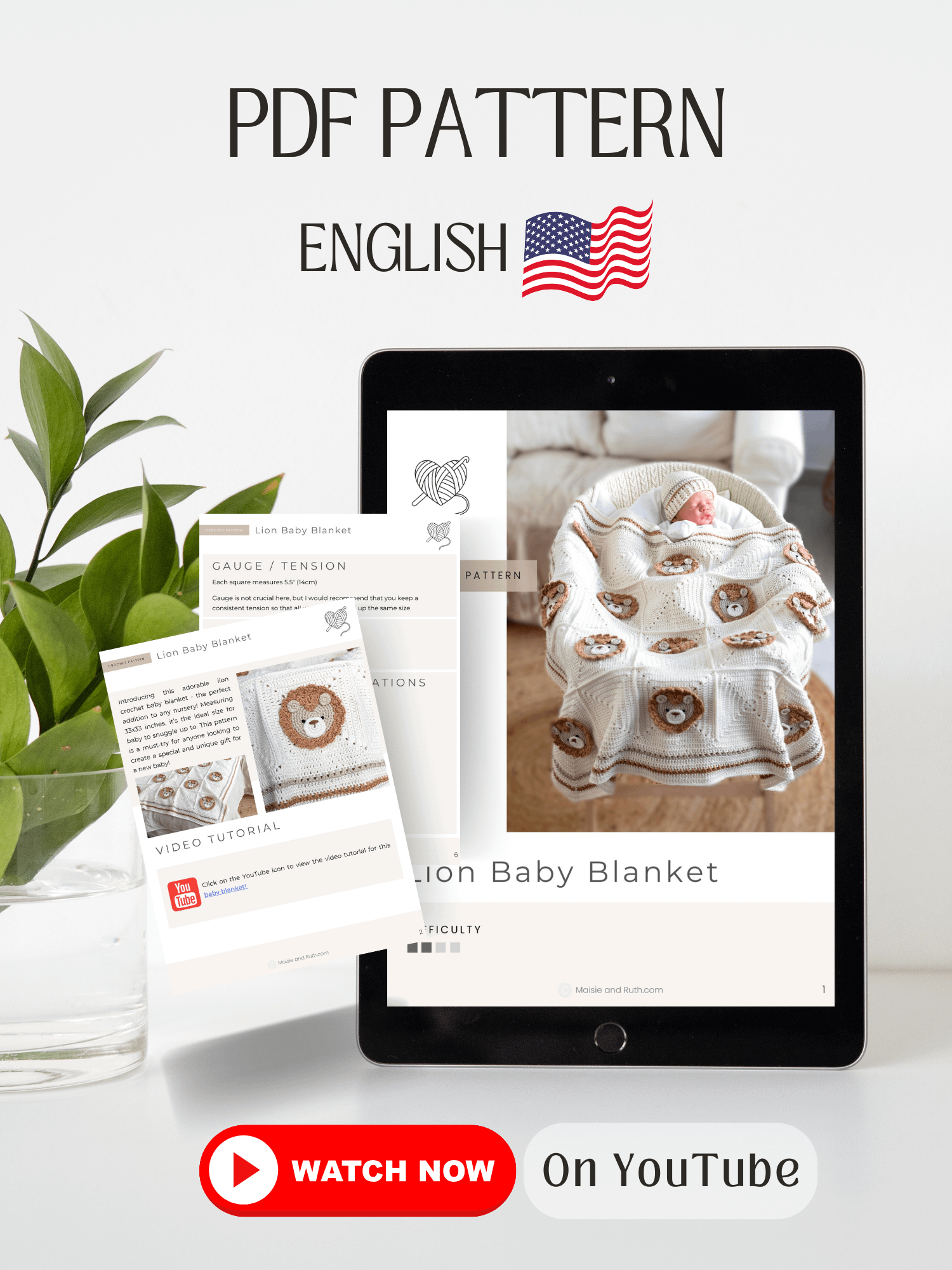 Crochet Pattern: Lion Baby Blanket product image (2)