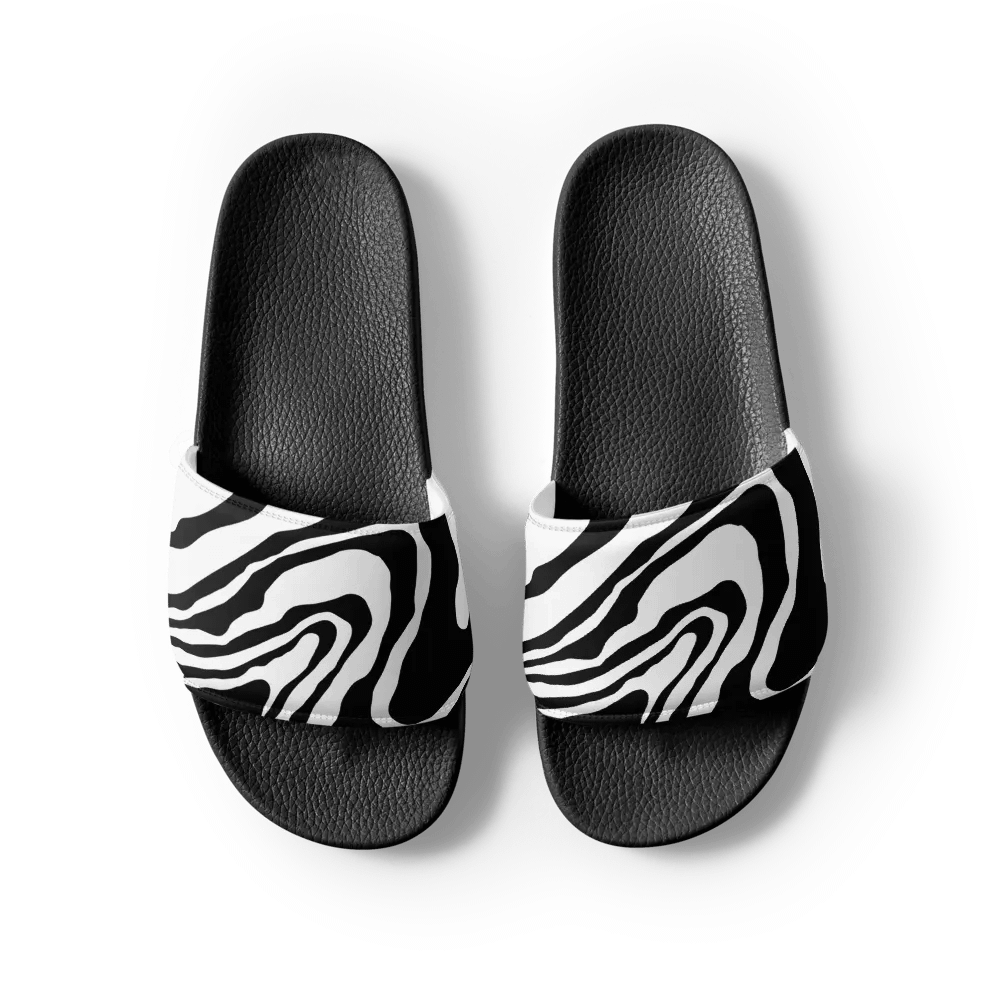 B/W Monochrome Printed Waves Men's Slides product image (1)