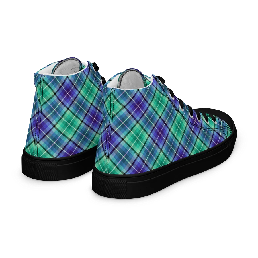 Bright Green and Purple Plaid Men's High Top Shoes product image (10)