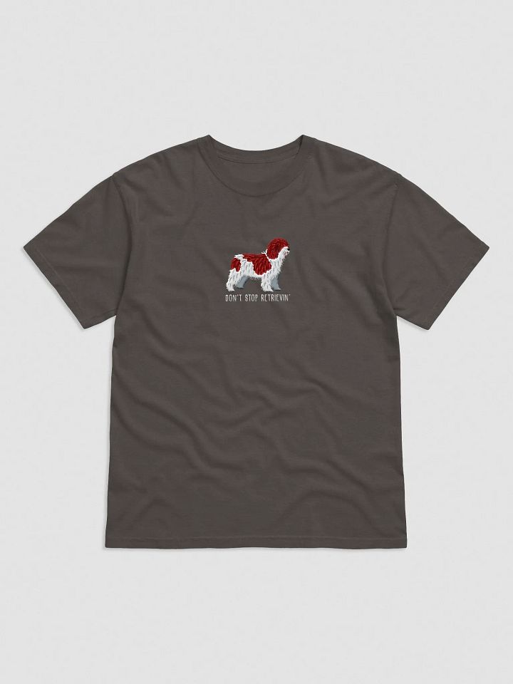 Don't Stop Retrievin' T-Shirt(Embroidered) of a Spanish Water Dog(Chocolate & White) product image (1)