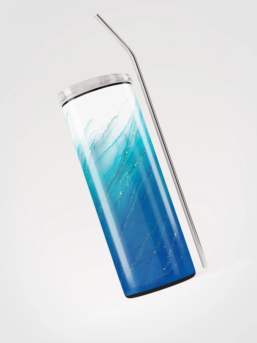 Ocean Dreams: Blue Aqua Tumbler with Golden Whispers product image (3)
