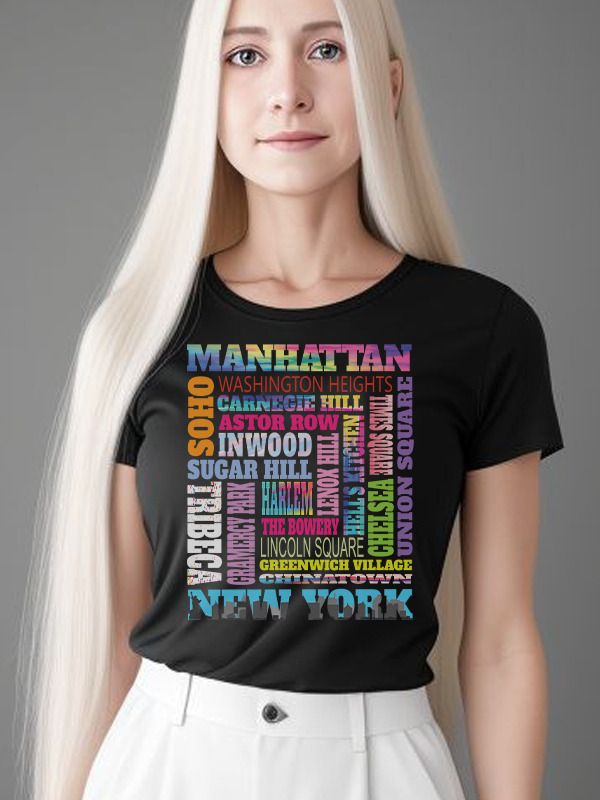 Manhattan New York Neighborhoods Skyline Big Apple NYC Borough Pride T-Shirt product image (2)