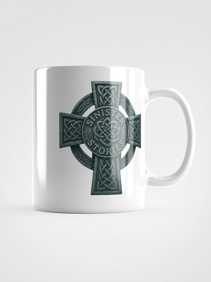 Sinister Stories Celtic Cross Mug – White Edition (Double-Sided Mystical Symbol) product image (1)