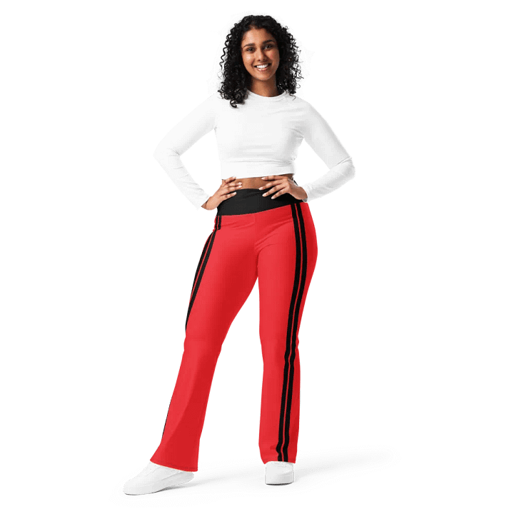 "LoluzCouture" Red/Black Double Side Stripe Flared Leggings product image (1)