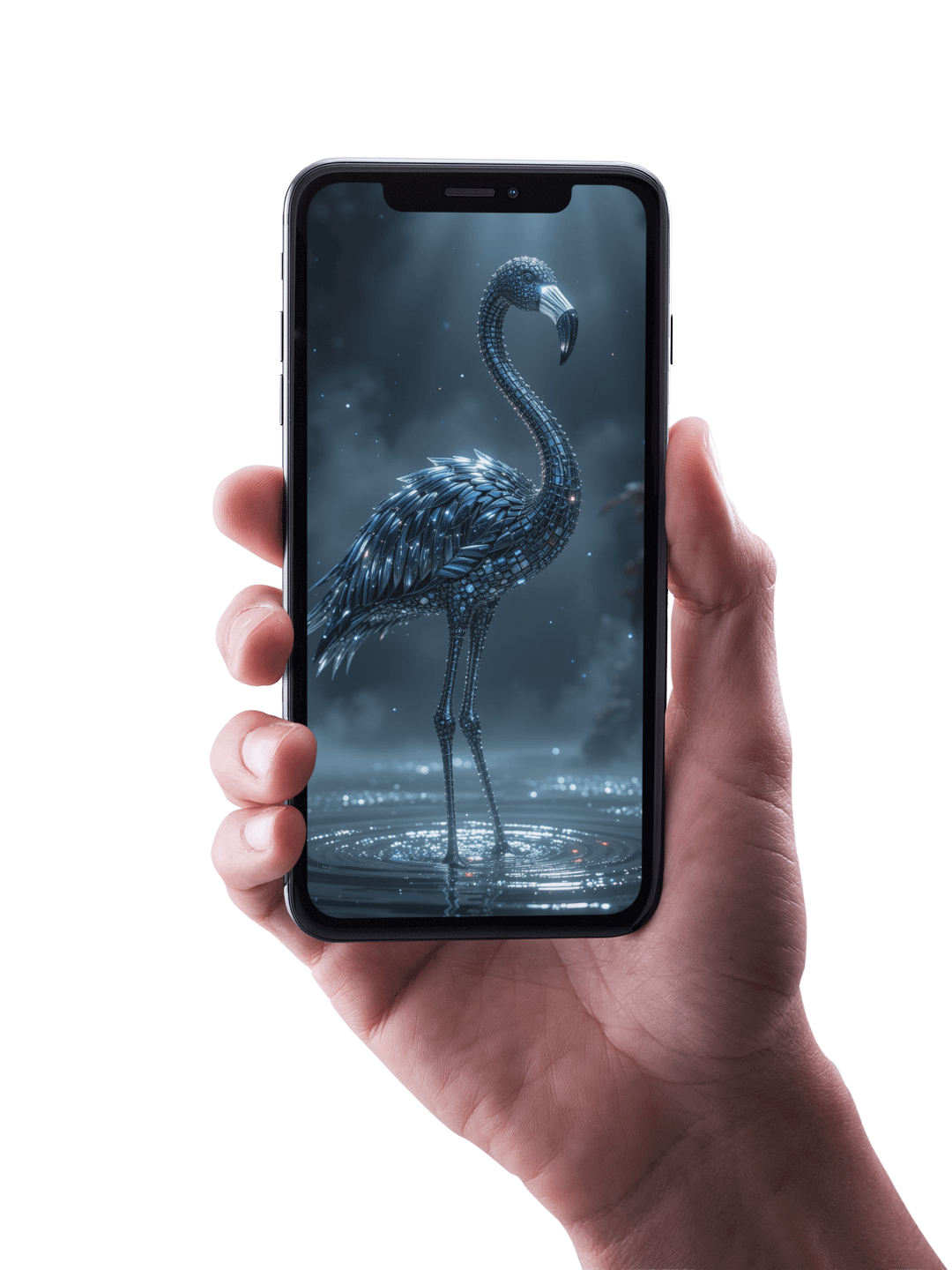 8K Jet Black Flamingo Wallpaper – Exclusive AI Design for Your Phone product image (1)