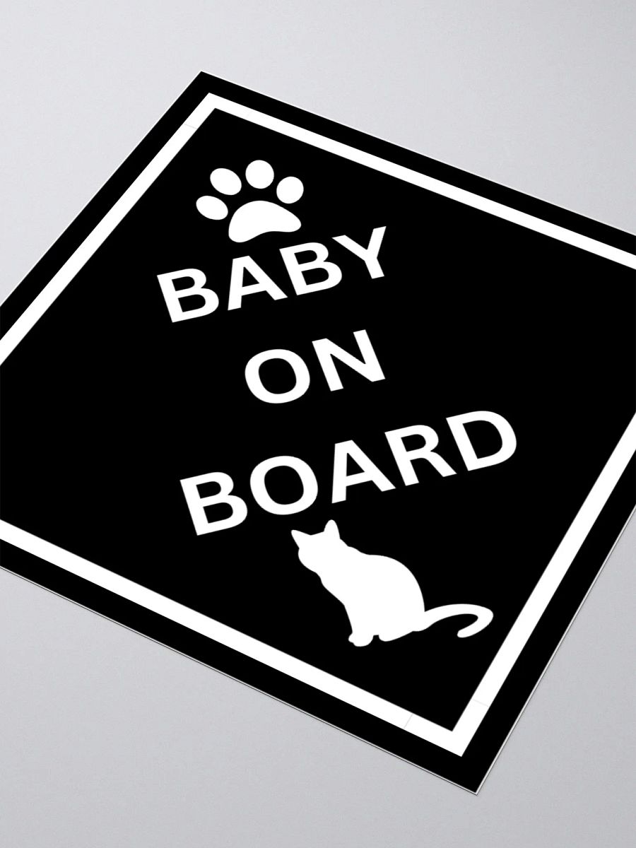 Cat Baby on Board Sticker - White on Black product image (1)