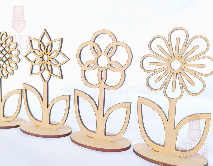Flowers - Set 2 - (Two Sizes, Five Styles) - Laser Cut Files product image (3)