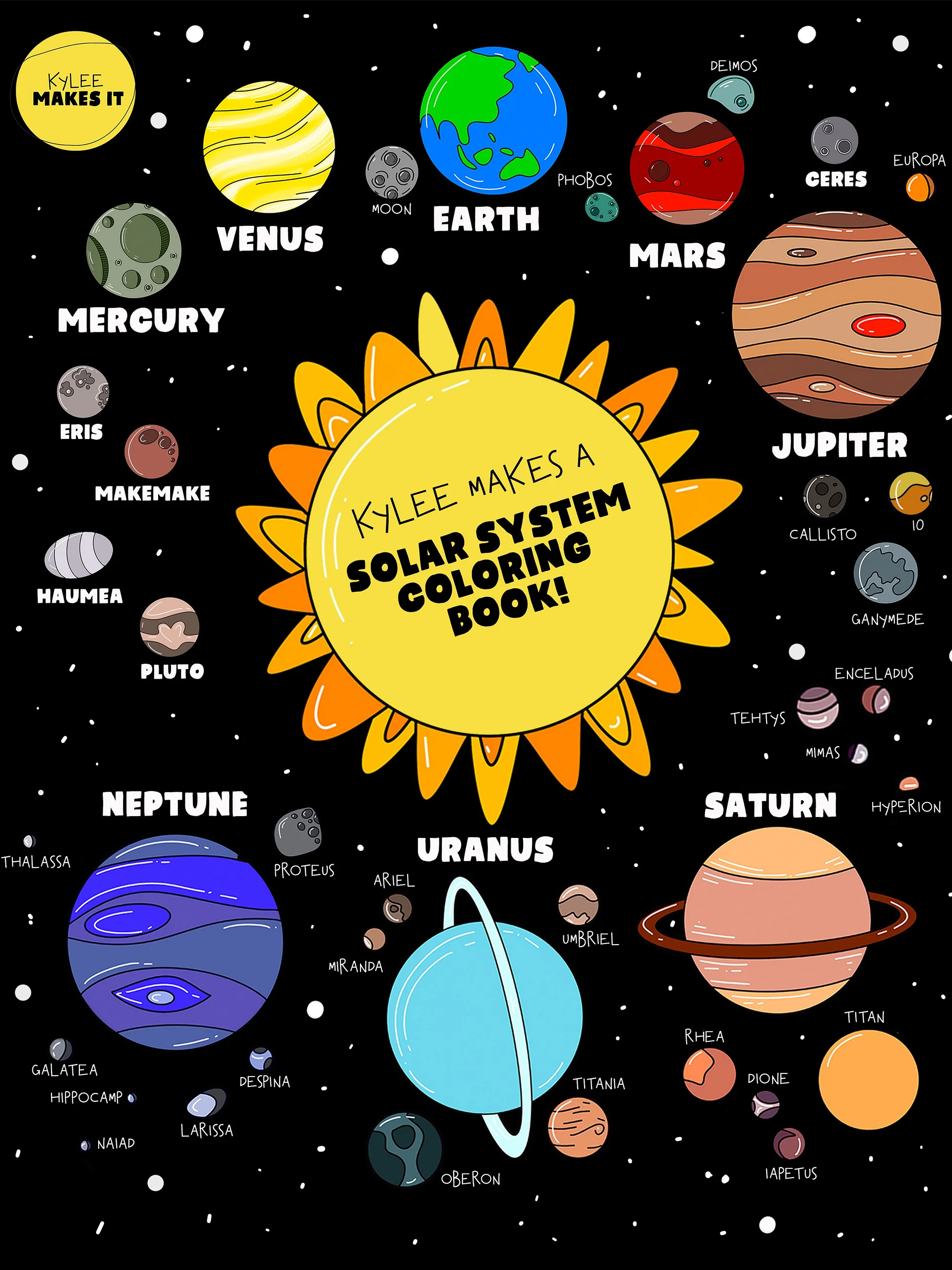 Planet Coloring Book (Digital Download) WITH Dwarf Planets! product image (1)