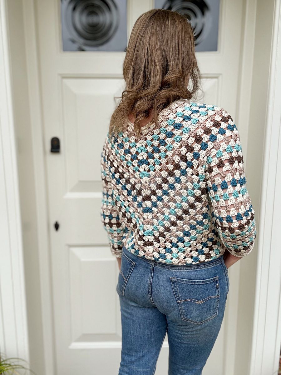 Top Down Crochet Granny Stitch Sweater Pattern Adult Sizes product image (10)