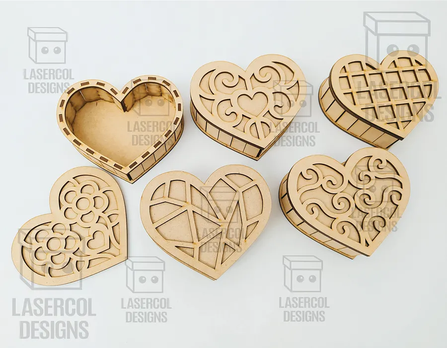 Heart Shaped Box Set 1 (5 Styles, 3 Sizes) - Laser Cut Files product image (10)