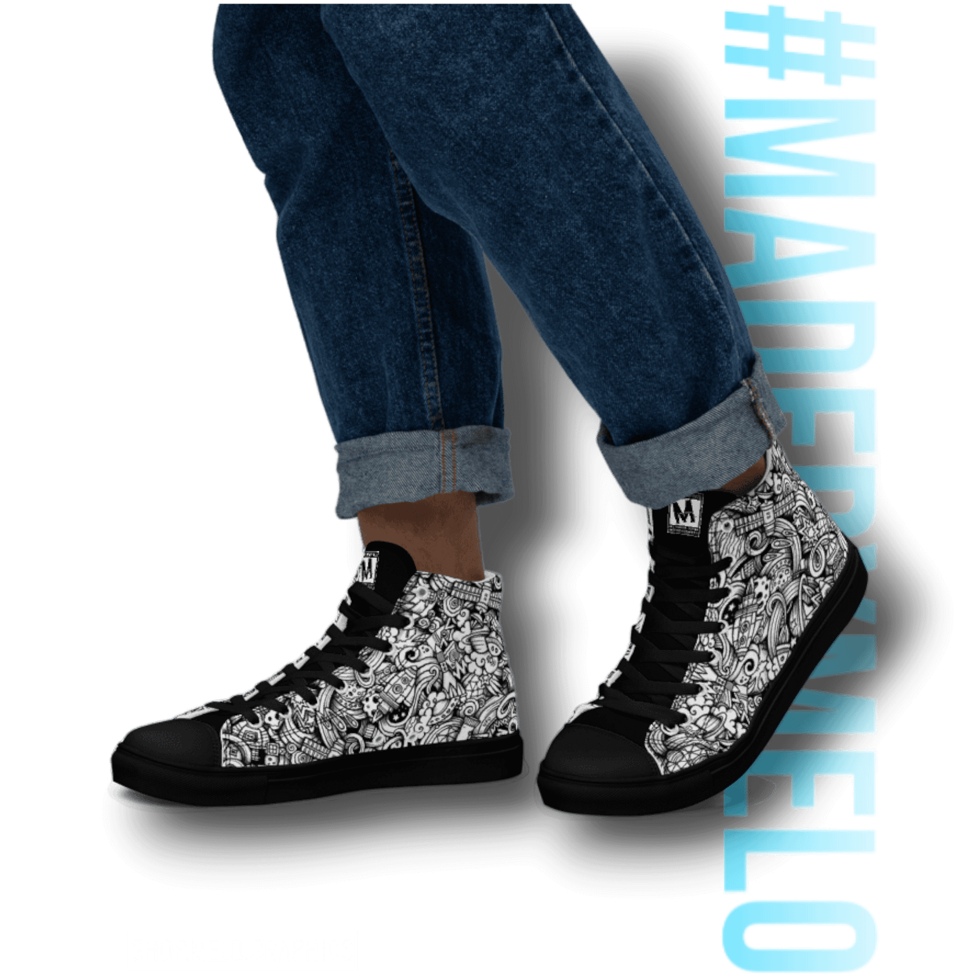 Dark Space Scribble - Men's High Tops | #MadeByMELO product image (2)