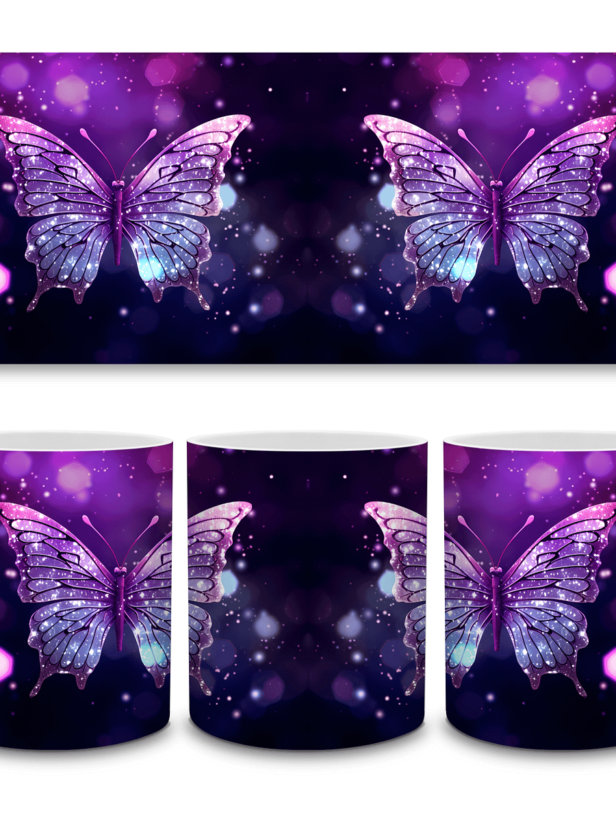 Glittery Butterfly 11oz Coffee Mug – Elegant Purple Butterfly Design Ceramic Cup – Perfect for Coffee, Tea, and Butterfly Lovers product image (3)