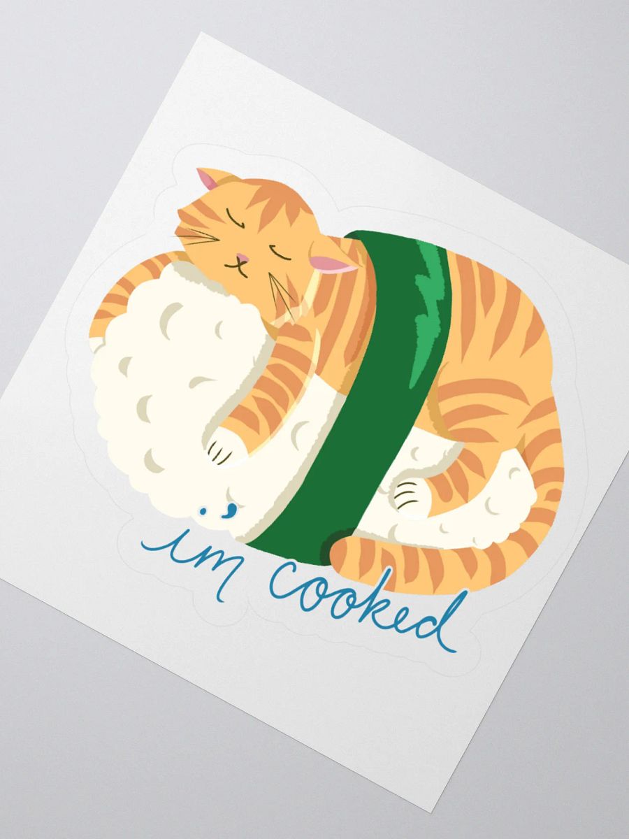 'I'm Cooked' Sushi Cat Sticker product image (4)