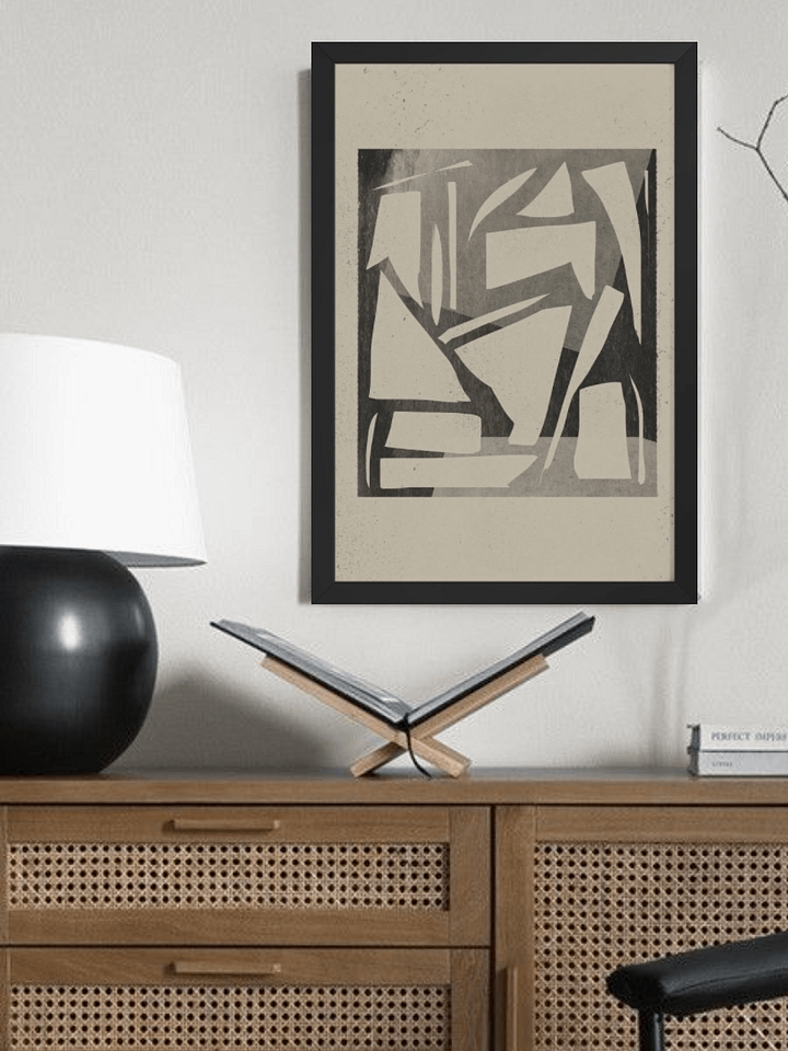 Monochrome Geometric Motion Poster | Dynamic Black-and-White Wall Art | Modern Abstract Design for Sleek Interiors product image (1)