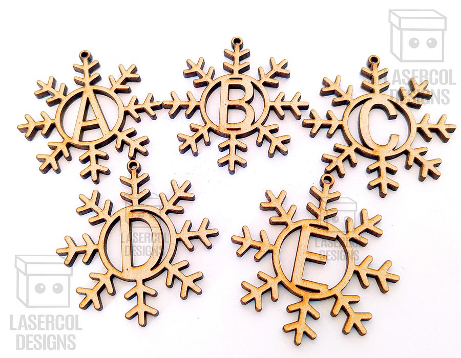 Monogram Snowflake Christmas Ornament - Laser Cut Files product image (9)
