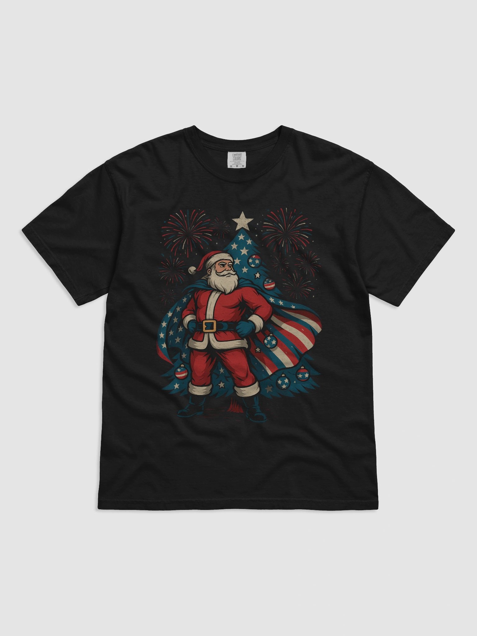Patriotic Santa Claus American Flag Superhero Christmas Tree T-Shirt product image (2)