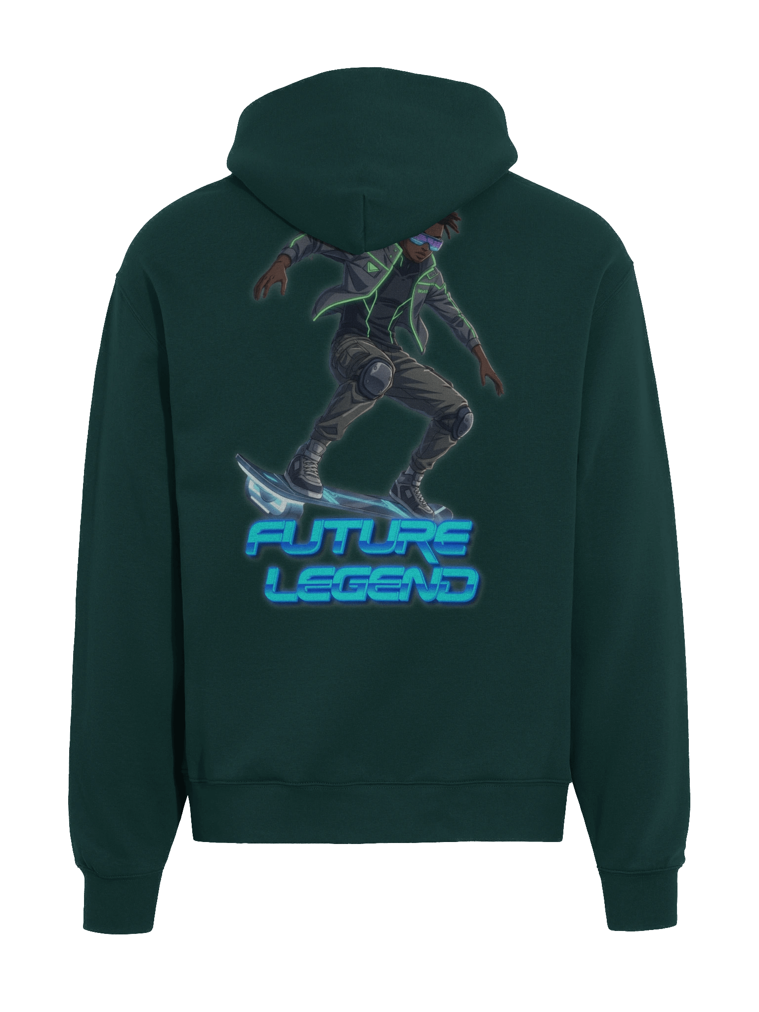 Future Legend Neon Skater Hoodie – Cyber Streetwear Graphic Hoodie for Teens & Young Adults product image (5)