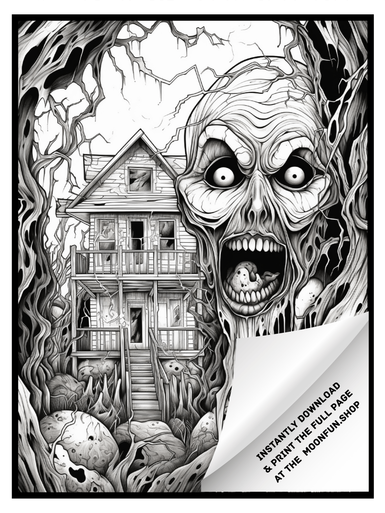 💀 50 Creepy Horror Halloween Coloring Pages for Teens & Adults product image (3)
