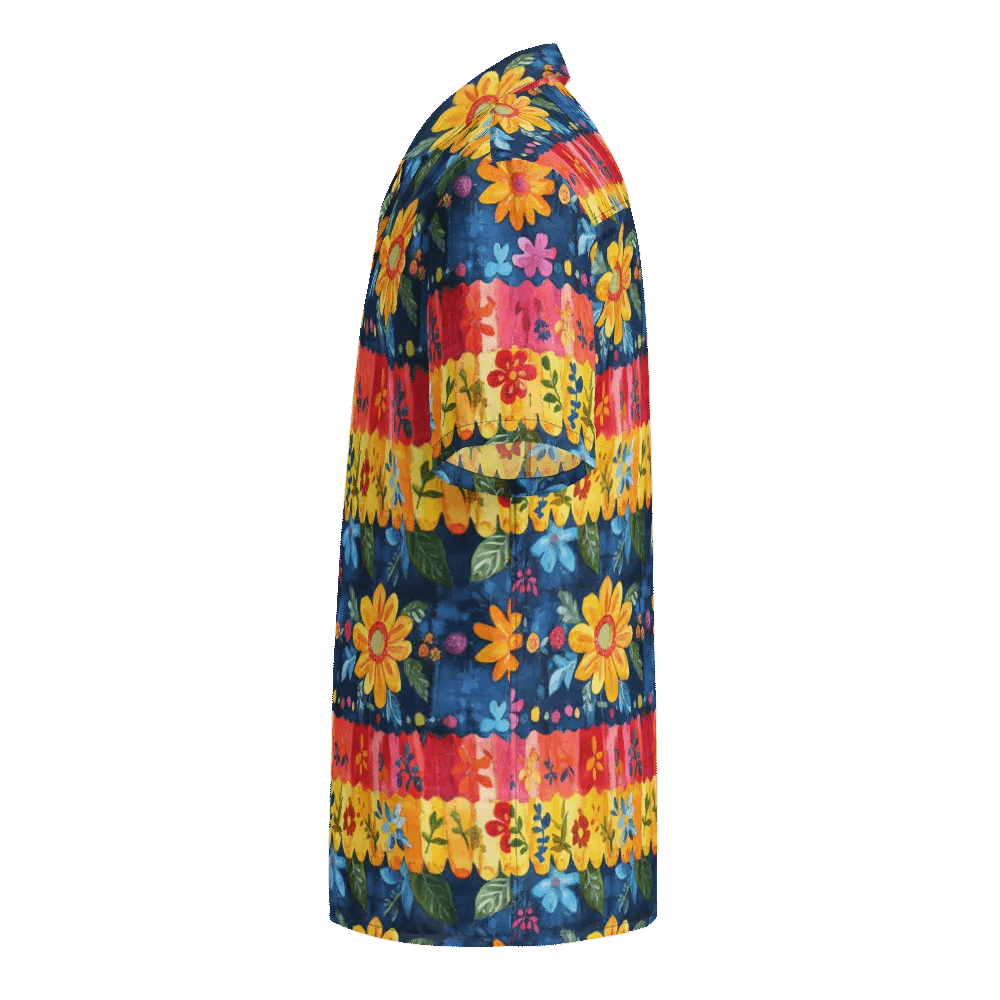 Mexican Folk Art Floral Pattern-Seamless Textured Stripe Hawaiian Shirt product image (3)
