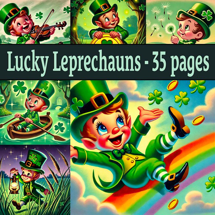 St. Patrick's Day Lucky Leprechauns Digital Paper Pages, Scrapbook, Junk Journal or Printable Images product image (1)