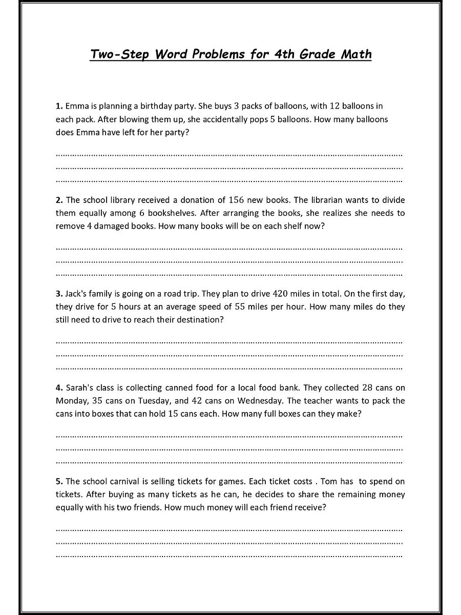 Two-Step Word Problems for 4th Grade Math product image (1)