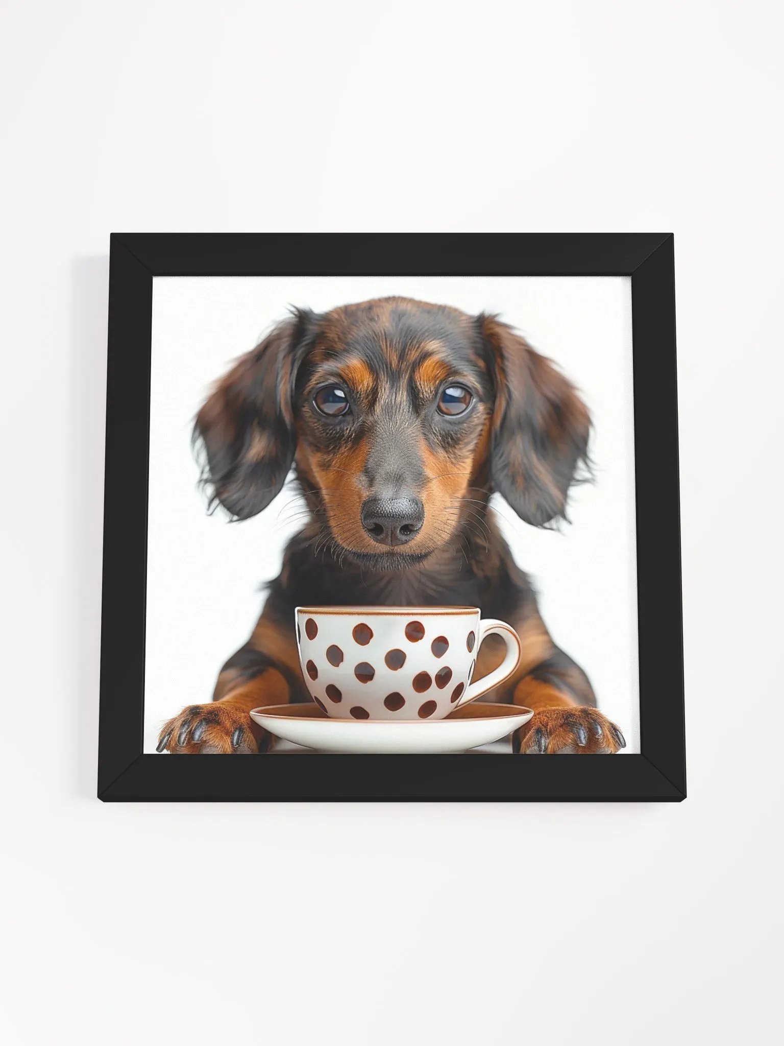 Coffee Lover Cute Dachshund Dog Framed Wall Art product image (26)