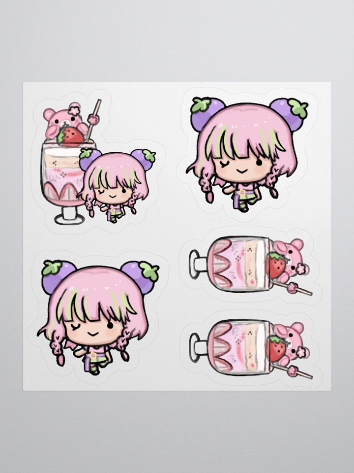 The Mango, the Bear, and the Strawberry Parfait Sticker Sheet (4x4") product image (1)