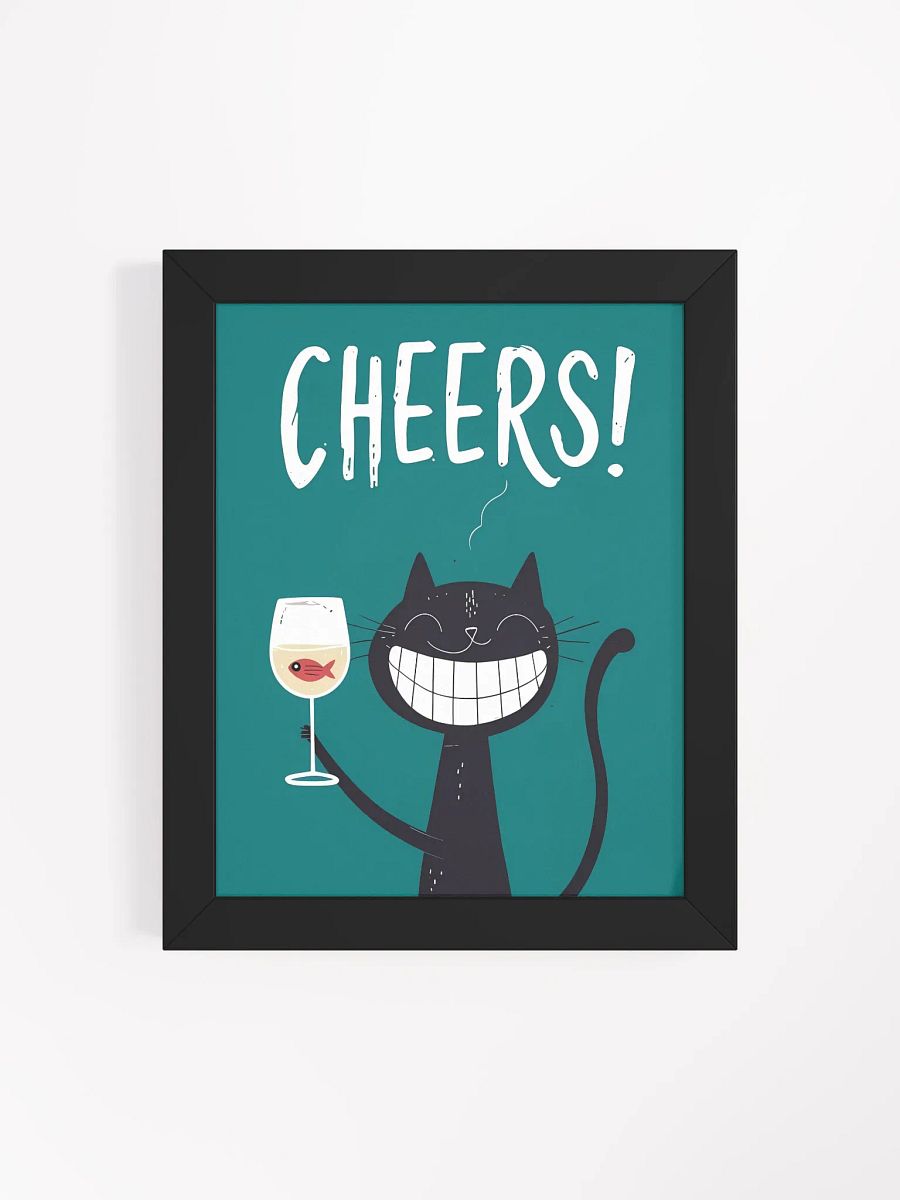 Grinning Cat Wine Cheers Framed Poster product image (5)