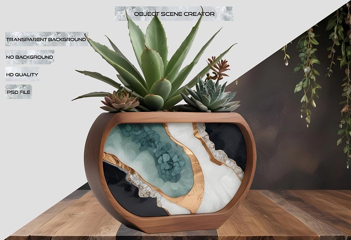 Earthly Symphony – Agate Window Succulent Vase PNG product image (2)
