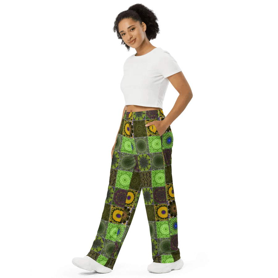 Green Crazy Quilt Wideleg Pants product image (4)