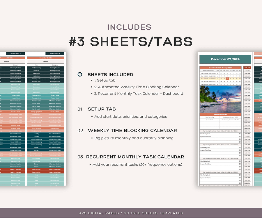 Time Blocking Planner, Google Sheets Template product image (2)
