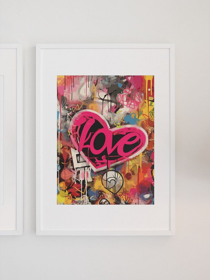 Abstract Love Graffiti Canvas Art, Colorful Street Art Heart Poster, Urban Chic Wall Decor, Contemporary Romance Art, Vibrant Love Print product image (1)