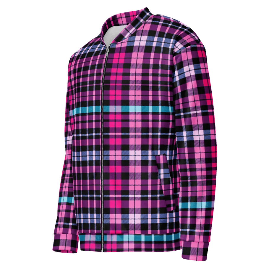 Turquoise Plaid Dreams Bomber Jacket product image (4)