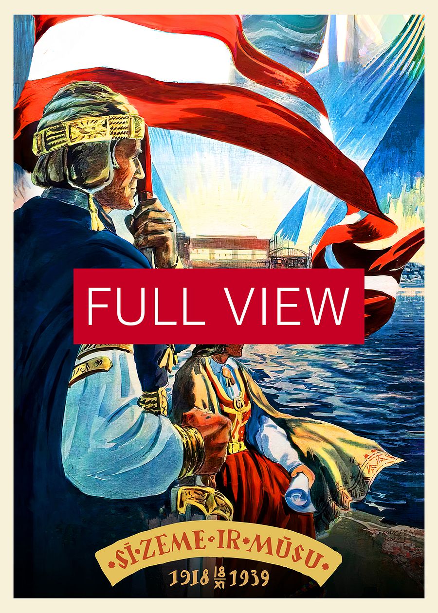 Latvia retro poster, Riga, 1939 — Retro travel poster, vintage travel wall art, propaganda poster, patriotic poster product image (3)