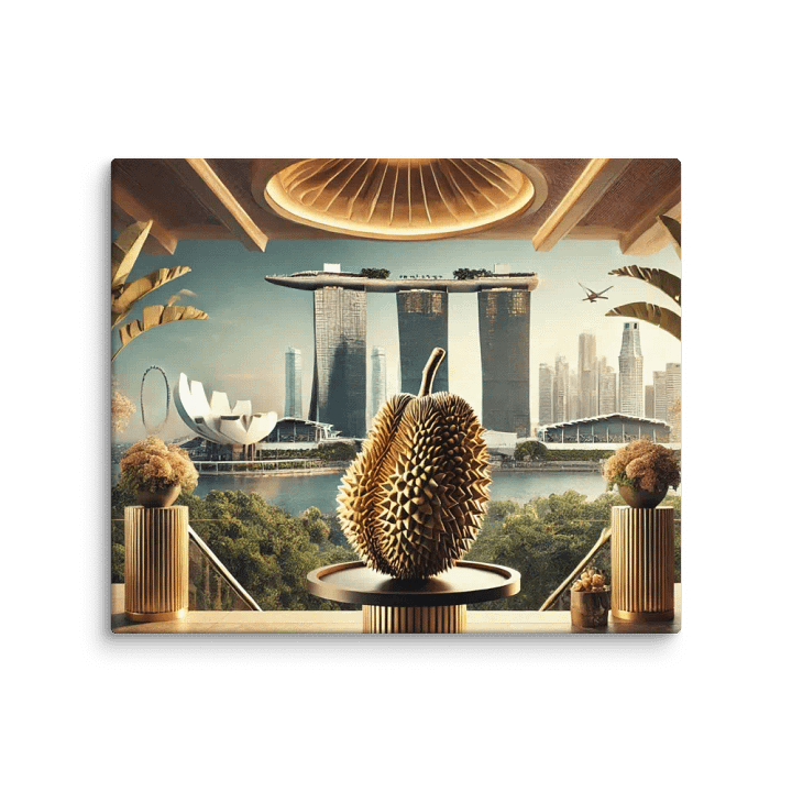 The Golden Durian Overlooking Singapore Bay Canvas – A Fusion of Tradition and Modernity product image (1)